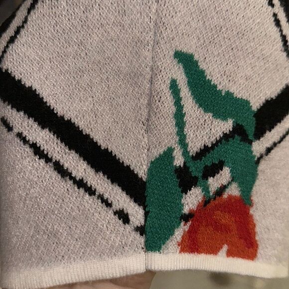 Anthropologie L Maeve Oversized Crop Crewneck Trellis Floral Pullover Sweater - Picture 11 of 16